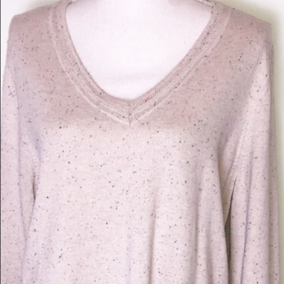 Cream colored TALBOTS Speckled Rainbow v-neck knit sweater - Picture 2 of 11